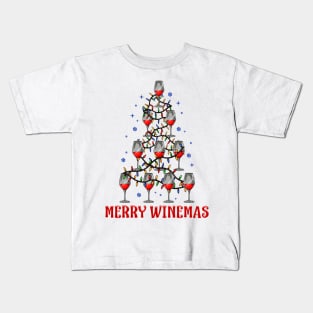 Merry Winemas. Funny Christmas Sweatshirt for Wine Lovers. Kids T-Shirt